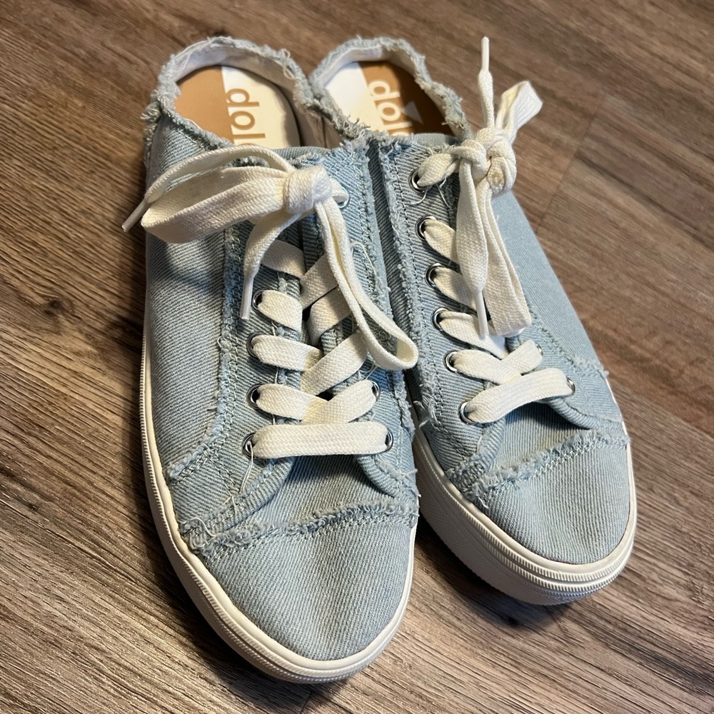 Dolce Vita Blue Canvas Jean Slip On Shoes Size 6 - Picture 3 of 8